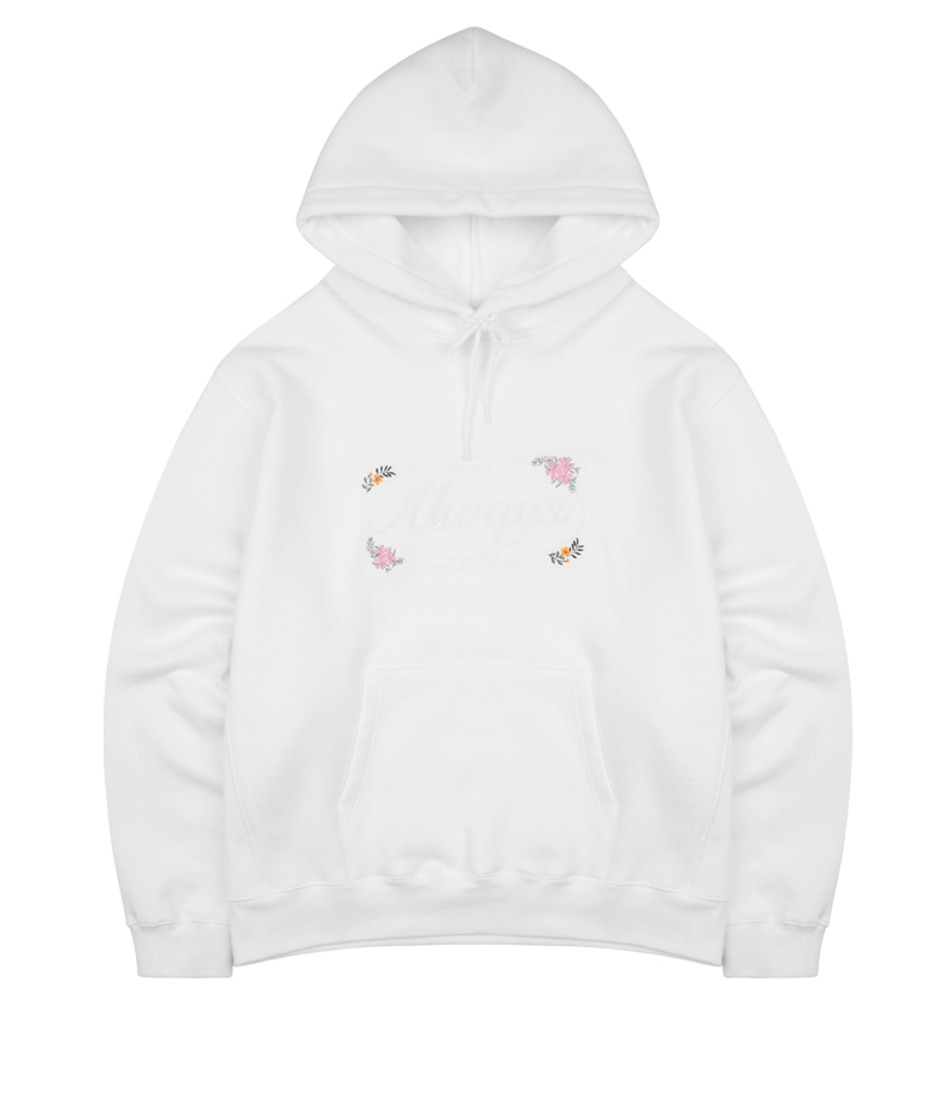 ALWAYS EMBROIDERED HOODIE(WHITE/기모)